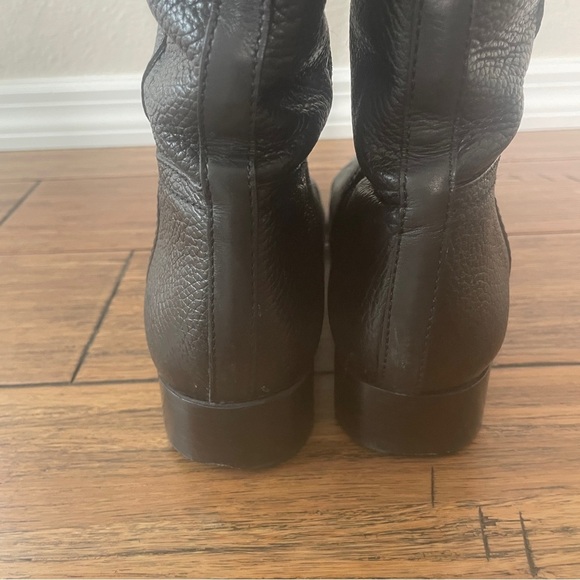 Tory Burch black grained leather riding boots zip up knee high boots vintage - Picture 9 of 16
